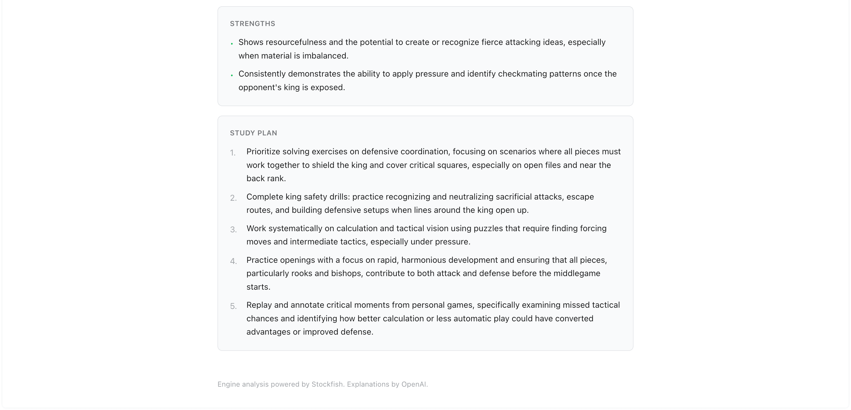 Kibitz — Strengths and study plan