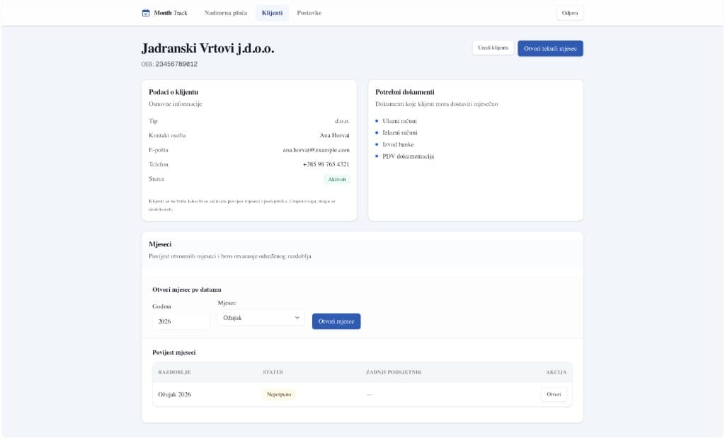 Month-Track — Client detail