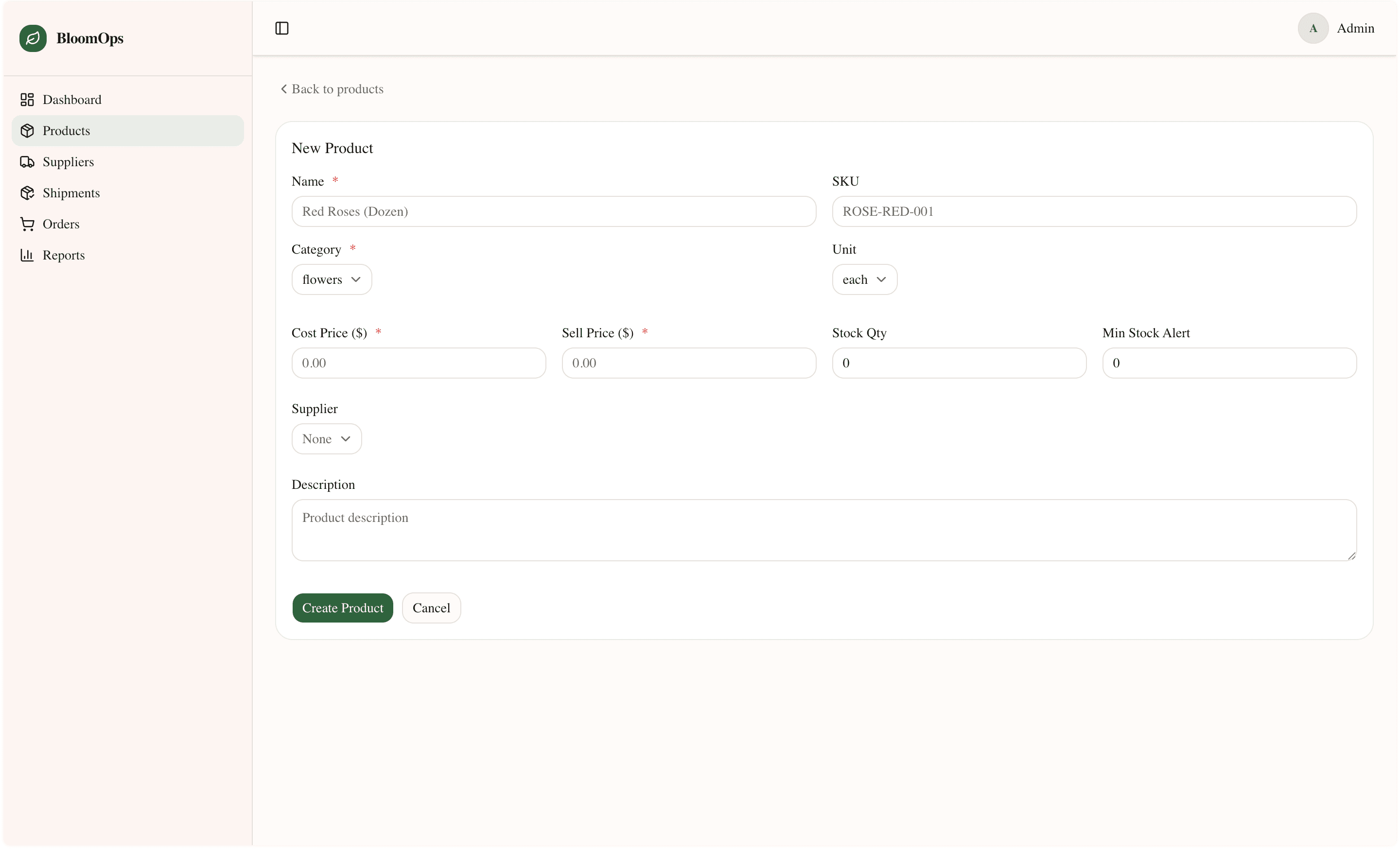 BloomOps — Add product