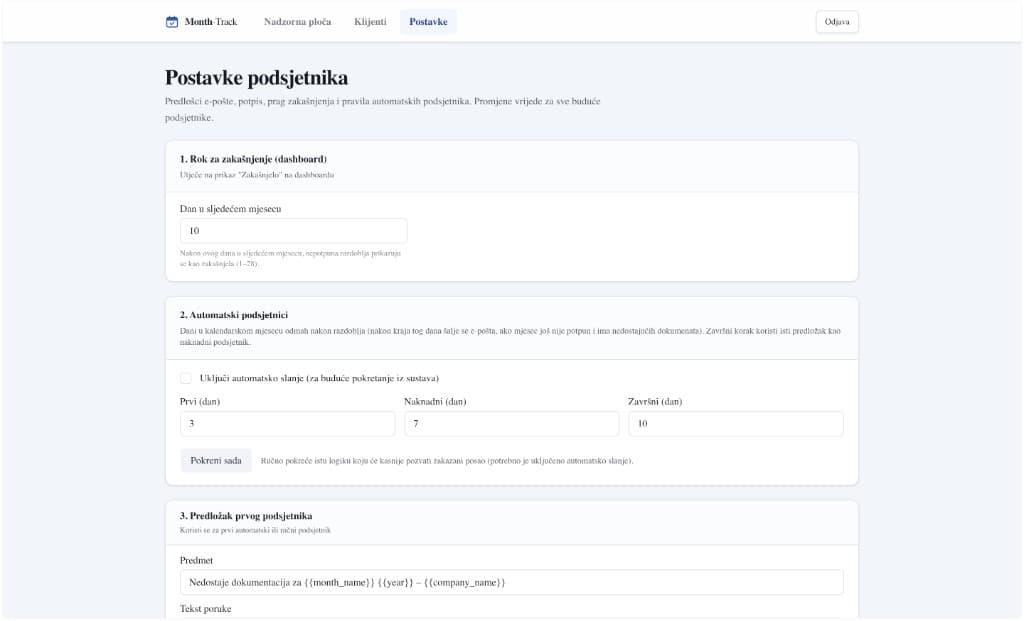 Month-Track — Reminder settings